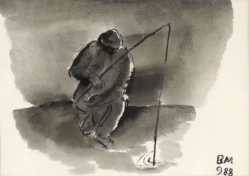 Borsos Miklós (1906 - 1990) - Horgász, 1988